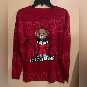 LAUNDER LEGEND Bear Design  23 Mens Medium Long Sleeve Red Shirt